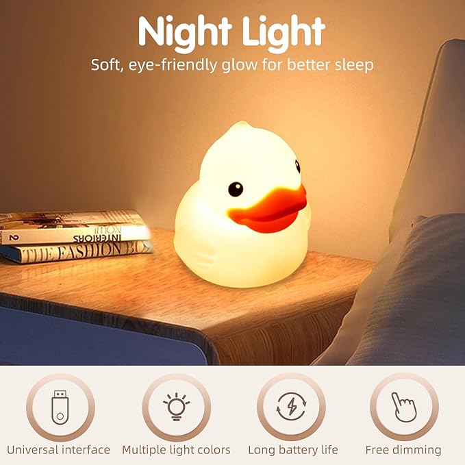 Junlumen Cute Duck Night Light – Soft Silicone Tap Lamp - Image 9