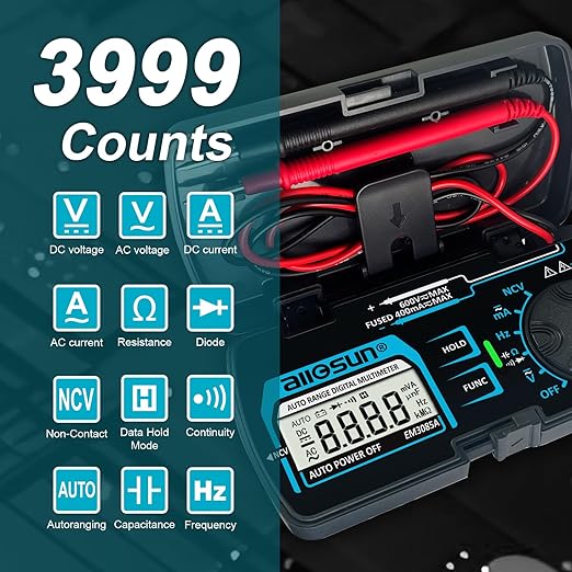 ALLOSUN Digital Multimeter Pocket Size DC AC Voltage Current Tester NCV Ohm - Image 2