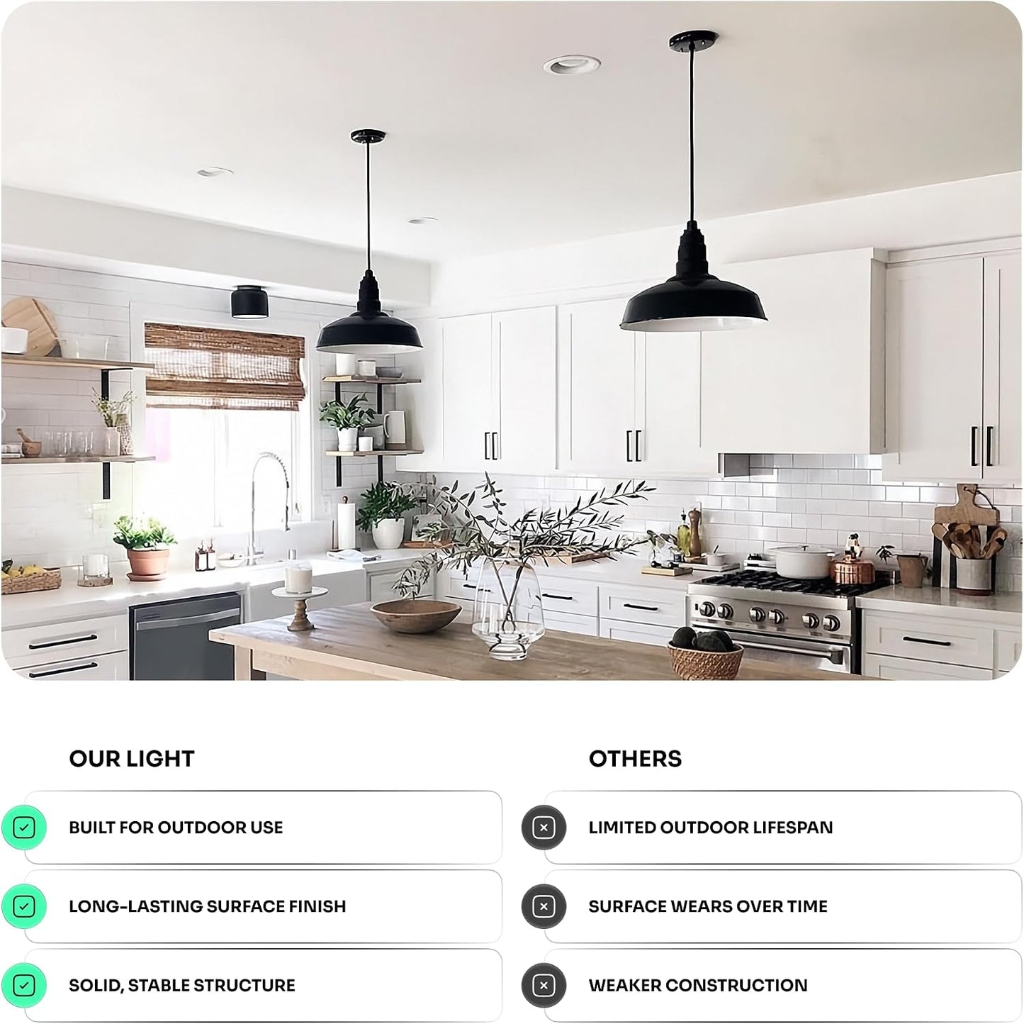 12" Stem Barn Light Pendant 16" Dome | Garage Workshop | Matte Black