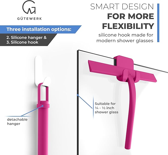 GÜTEWERK Shower Squeegee for Glass Doors, Silicone Window Squeegee, Bathroom - Image 5