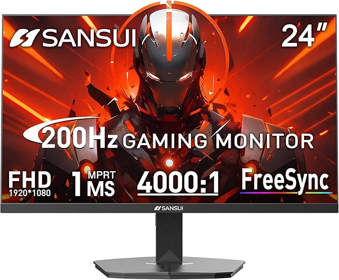 SANSUI Gaming Monitor, 24 Inch 200Hz 180Hz, FHD 1080P 1ms 110% sRGB Computer by SANSUI