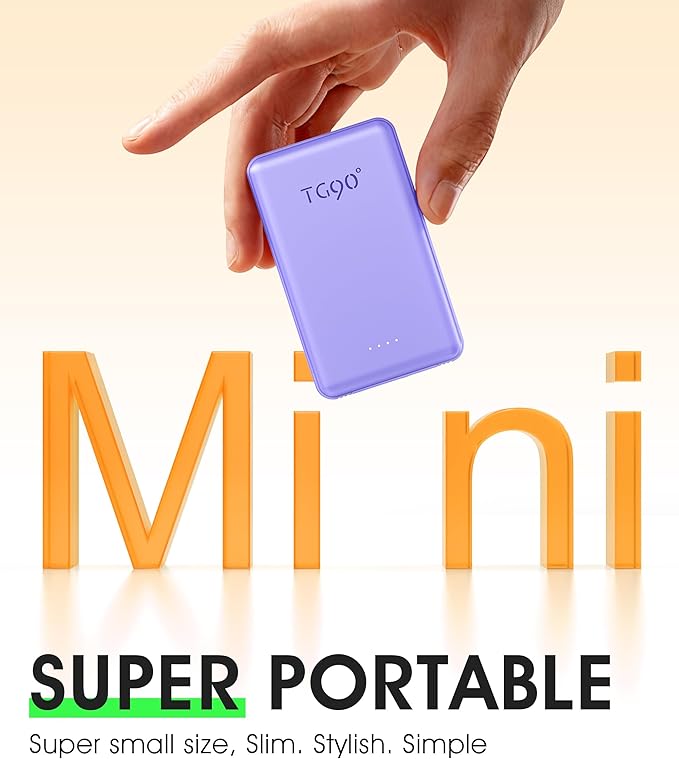 TG90° 2 Pack 5000mAh Power Bank, Small Portable Charge Built-in AC Plug and - Image 3