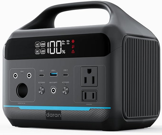 DARAN Portable Power Station 600W - 288Wh Solar Generator LiFePO4 Battery by DARAN