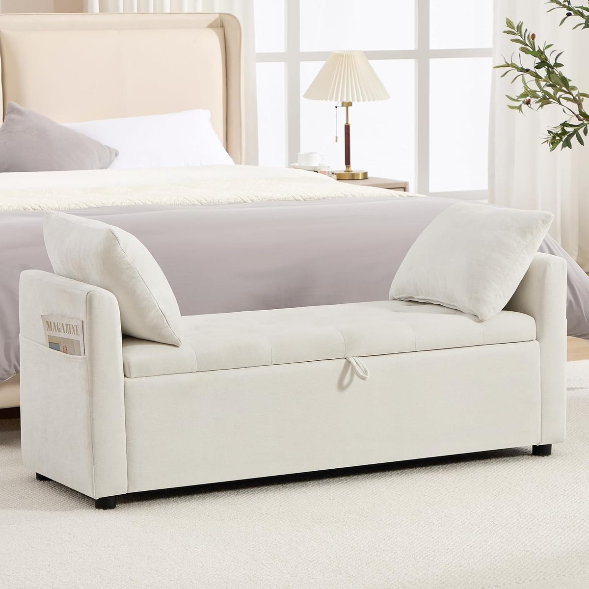 51" end of bed storage bench, upholstered chenille, main product view