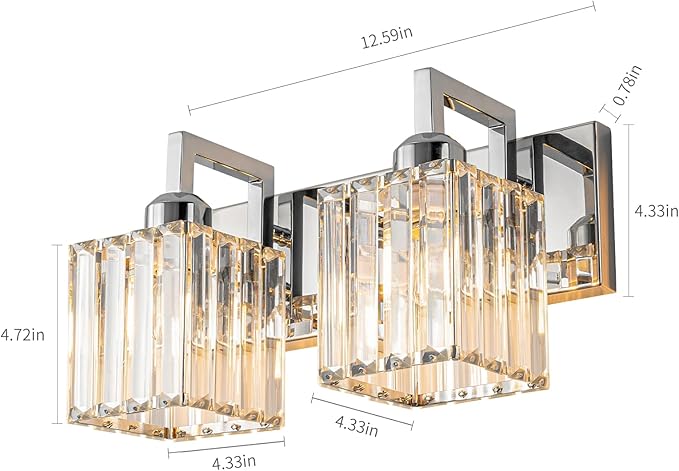 FDPBY Modern Bathroom Vanity Light 2-Lights Chrome Crystal Wall Lamp Bathroom - Image 4