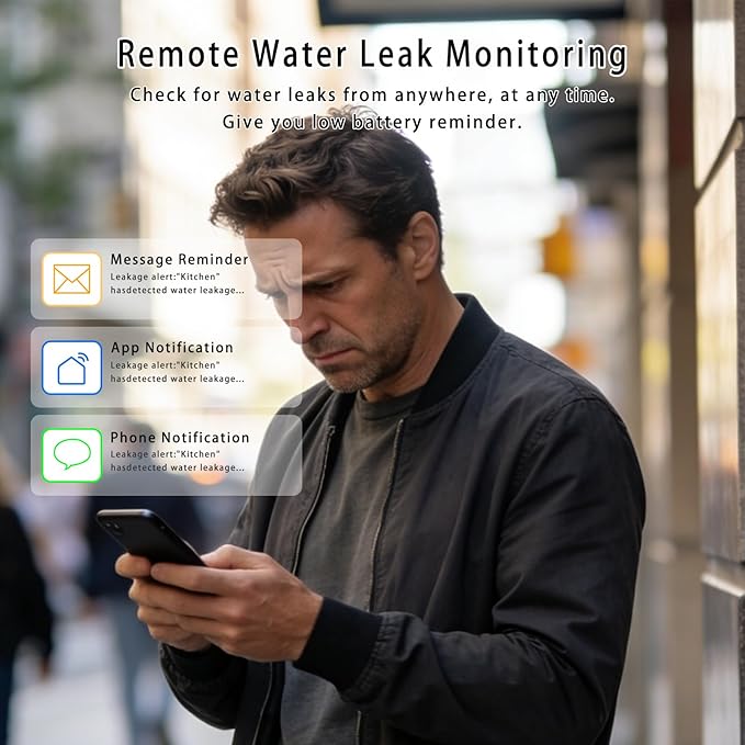 100dB Loud Wireless Water Leak Detector, WiFi Water Leak Sensor - Image 4