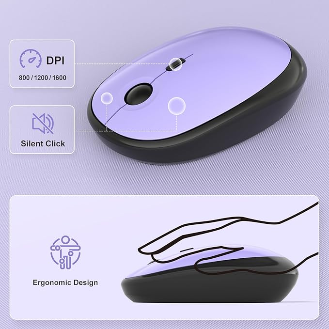 MOFII Wireless Keyboard and Mouse Combo, Full Size 2.4G Retro Round Computer - Image 6