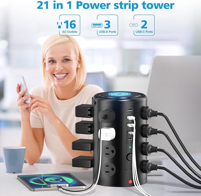 Tower Power Strip Surge Protector - Image 2