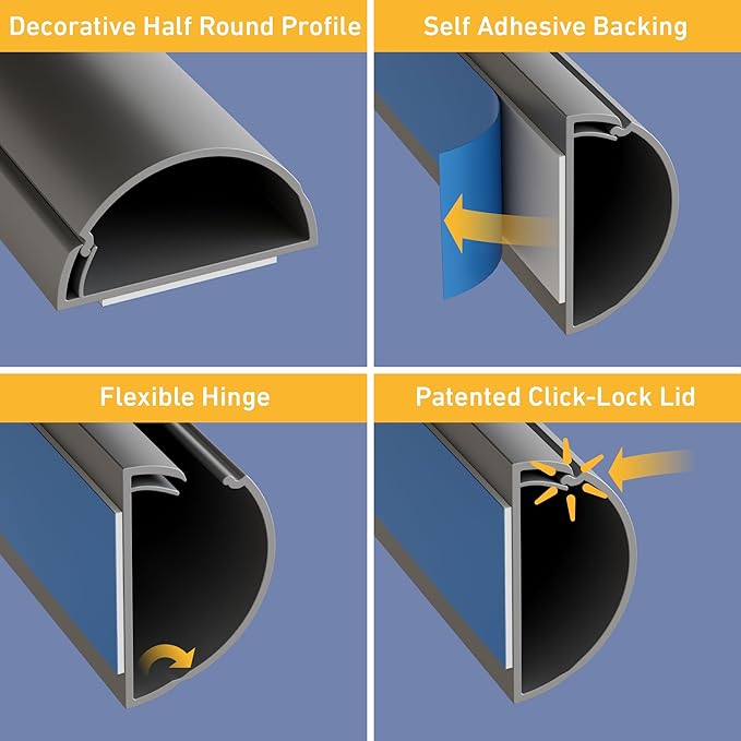D-Line Half Round Cord Hider, Patented Cable Cover, Hide TV Wall Mount Wires - Image 2