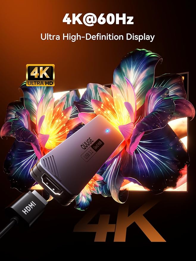 QUUGE USB C Hub 10Gbps, 6-in-1 Aluminum Multiport Adapter - Image 4