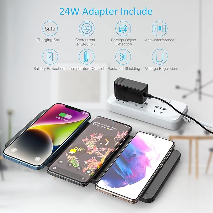 Wireless Charging Pad, ZealSound Ultra-Slim Triple Charger Station - Image 3