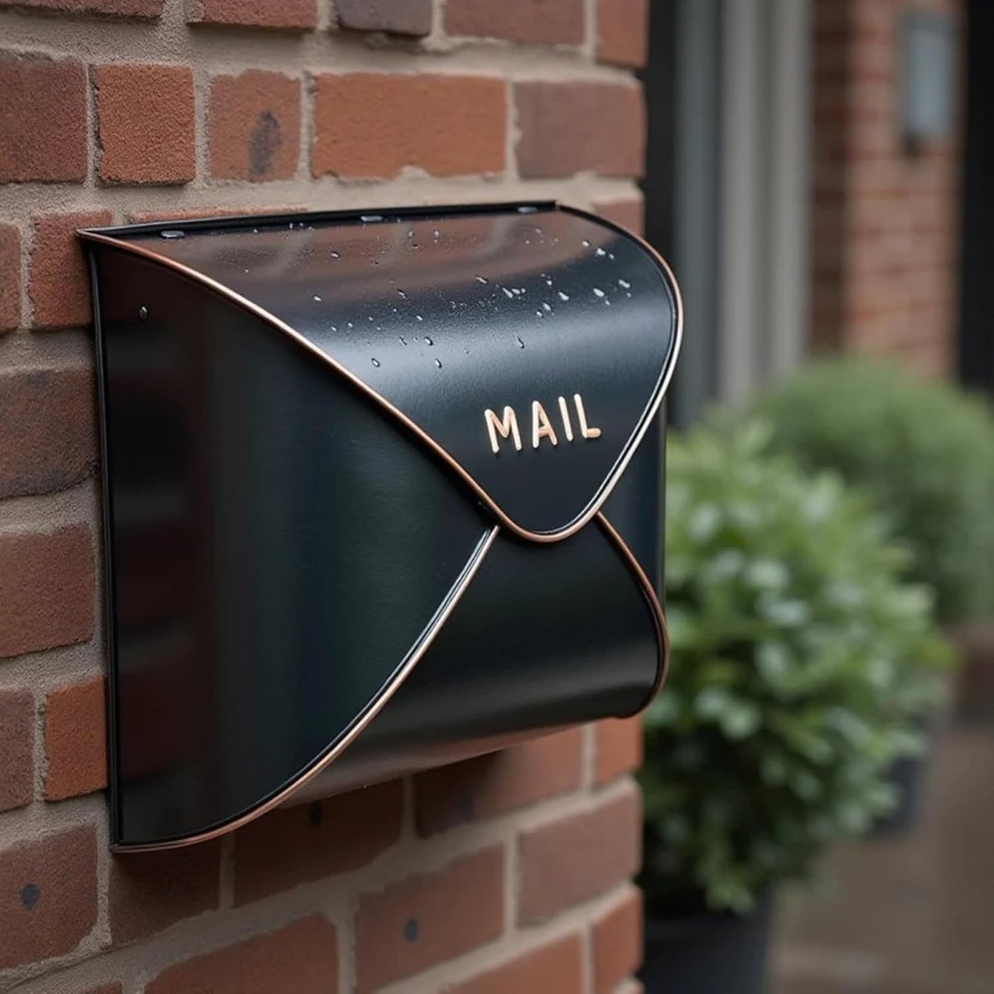 NACH Black Mailbox Wall Mount, 11.5 x 9 x 4.5 inch Wall Mount Mailboxes for Outside, Waterproof Mailboxes for Outside - Envelope Mailbox
