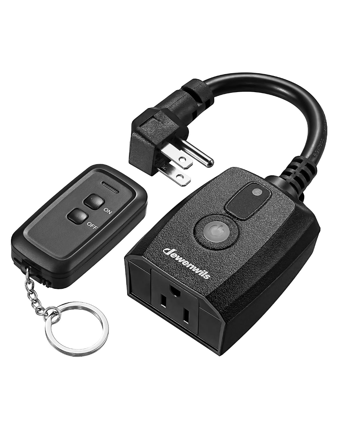 DEWENWILS Outdoor Remote Control Outlet, 125V 15A Wireless Remote Control Switch, 1 Remote 1 Outlet with SJTW Power Cord 100FT Control Range, Weatherproof