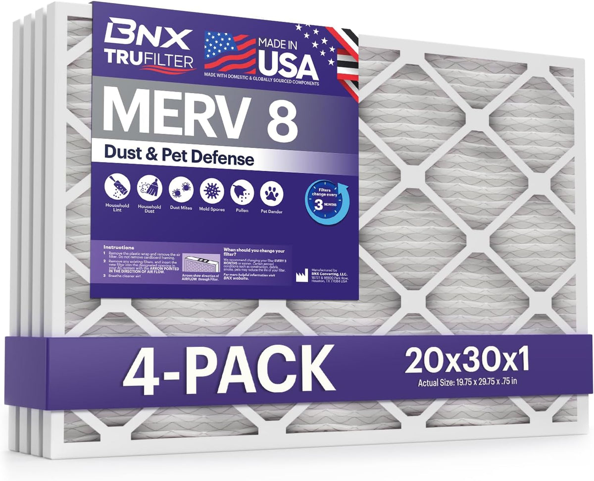 BNX TruFilter 20x30x1 Air Filter MERV 8