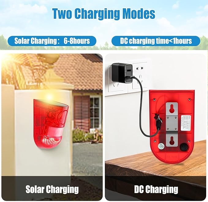 Qualirey 2 Pack Solar Sound and Light Alarm Motion Sensor 129db Outdoor - Image 5