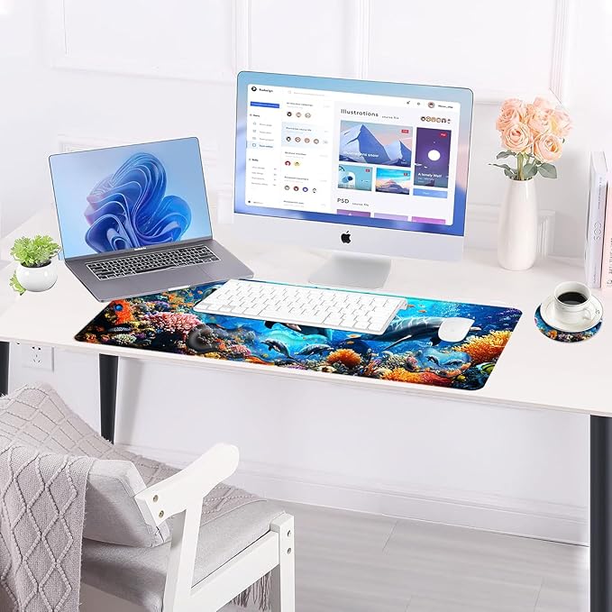 BFUKVOU Large Keyboard Mouse Pad Set, Extended Mouse Pad+Keyboard Wrist Rest - Image 3