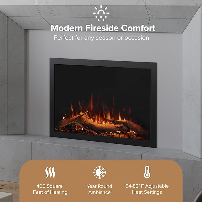Modern Ember Highmark Traditional 30 Inch Built-in Smart Electric Fireplace - Image 5