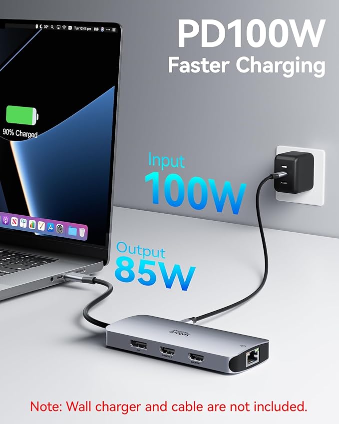 USB C Docking Station Dual Monitor, Selore Docking Station 3 Monitors Triple 4K - Image 6