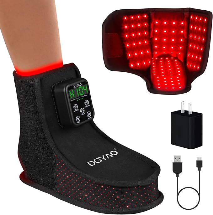 Rechargeable Red Light Therapy Feet Ankle, 132 LEDs 660 nm Red Light and 850 nm by Dialudon%C2%AE