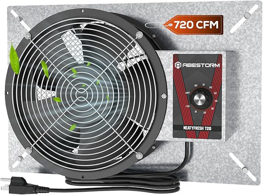 Abestorm 720CFM High Air Flow Crawlspace Ventilation Fan, IP55 Rated 10" Vent by AbestormSolutionsINC