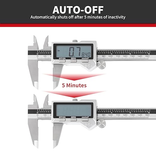 6" / 150 mm Stainless Steel Digital Caliper & Stainless Steel Rule Set - Image 5