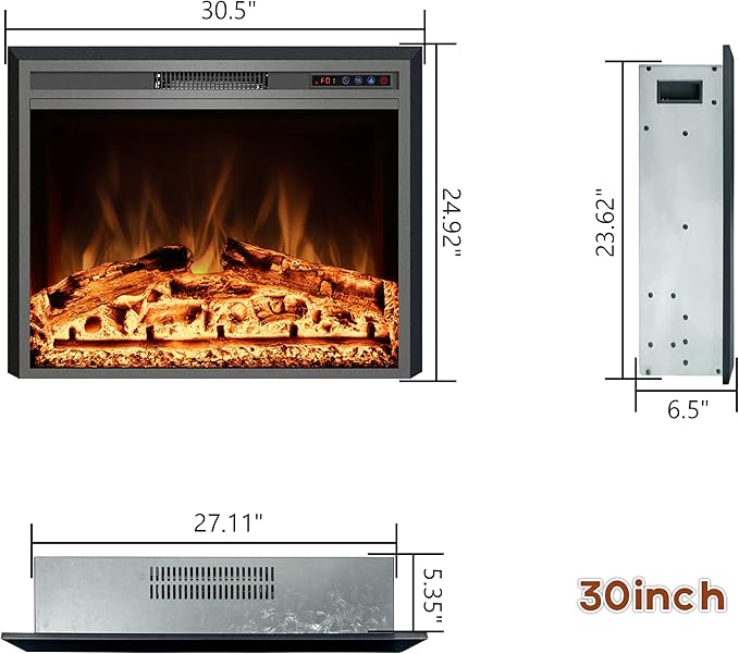 Electric Fireplace, Recessed Fireplace Heater - Image 6