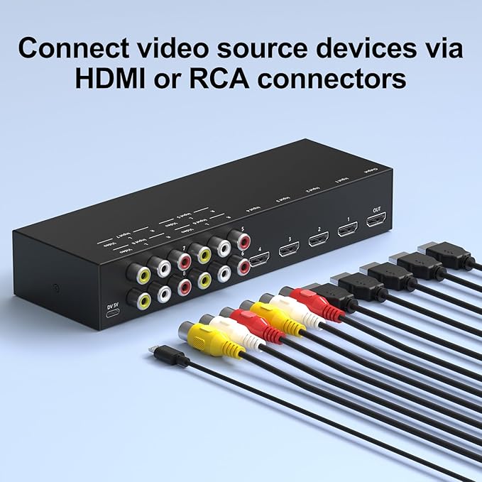 ZUZONG 4 AV to HDMI Converter + 4 HDMI2.0 Switcher 4 Way RCA Composite to HDMI - Image 4