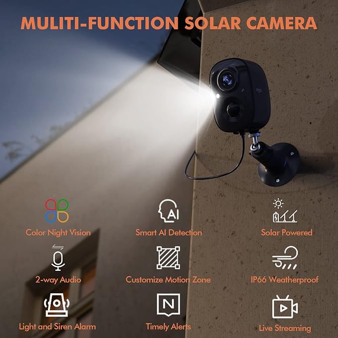 Dzees Upgrade Solar Camera Security Outdoor Wireless, Wireless Outdoor Security - Image 2