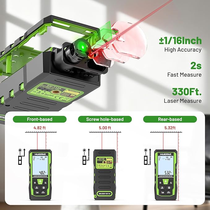 Laser Measure Device 3-in-1, Huepar 330ft Laser Measurement Tool & 33ft Cross - Image 4
