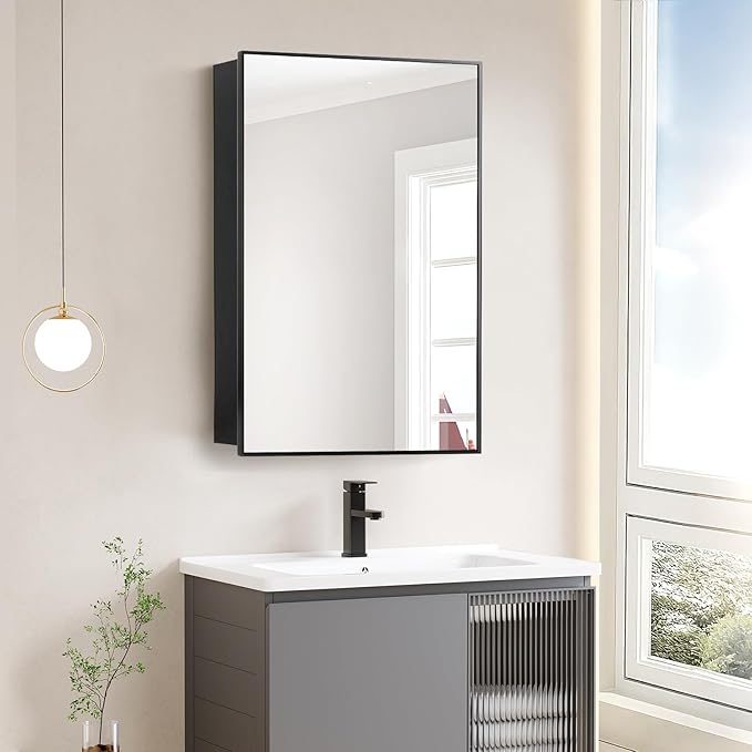 Medicine Cabinet with Mirror, 20x30 Inch Rectangle Wall Mounted Bathroom Vanity - Image 3