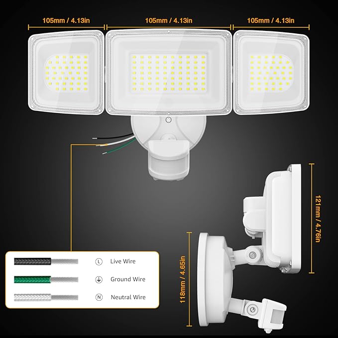 Onforu 100W LED Security Lights Motion Sensor Light Outdoor, 9000LM Ultra Bright - Image 9