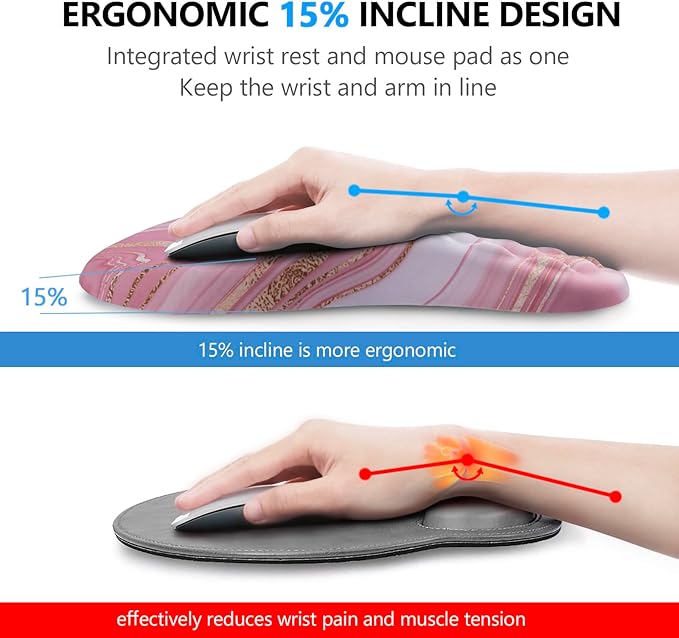 Mouse Pad Wrist Support, Laokiiy 2 in1 Keyboard Wrist Rest+ Ergonomic Mouse Pad - Image 2