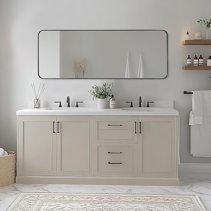 ANDY STAR 18" x 48" Full Length Wall Mirror, Large Polished Chrome Mirror - Image 9