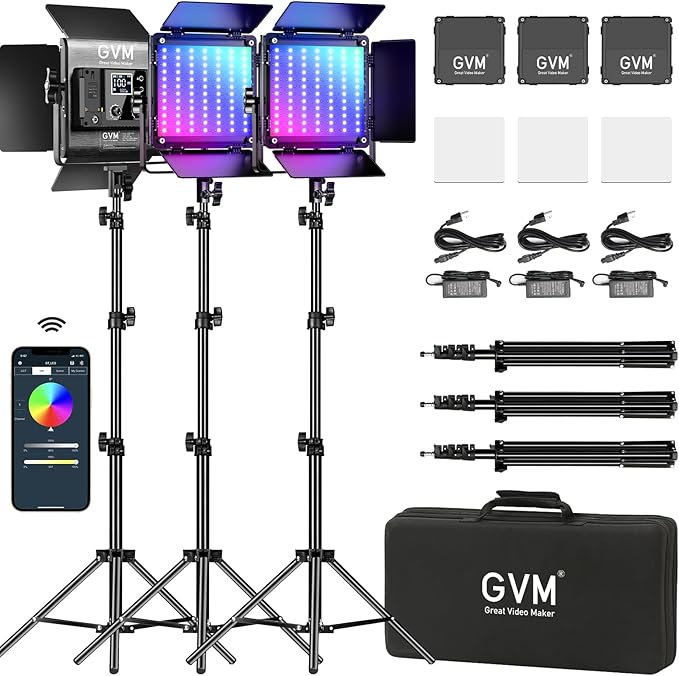GVM RGB LED Video Lighting Kit, 800D Studio Video Lights by GVMGreatVideoMaker