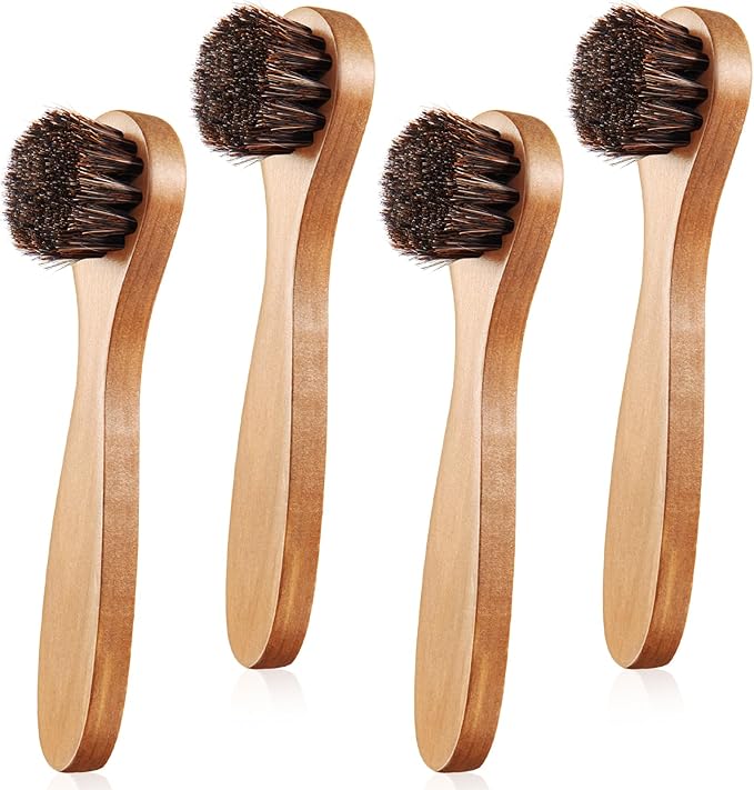 4 Pcs Horsehair Shine Shoes Brush Kit Polish Dauber Applicators Cleaning by ZJoey