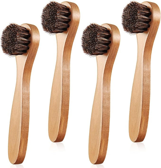 4 Pcs Horsehair Shine Shoes Brush Kit Polish Dauber Applicators Cleaning by ZJoey