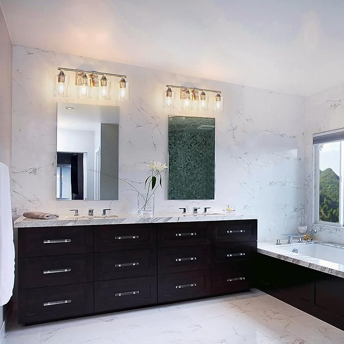 XPEHK 4-Light Bathroom Light Fixtures, Brushed Nickel Vanity Lighting Fixtures - Image 3