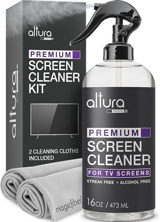 Screen Cleaner Spray & Wipe Kit Computer Screen Cleaner + 2 Microfiber Cleaning by AlturaPhoto