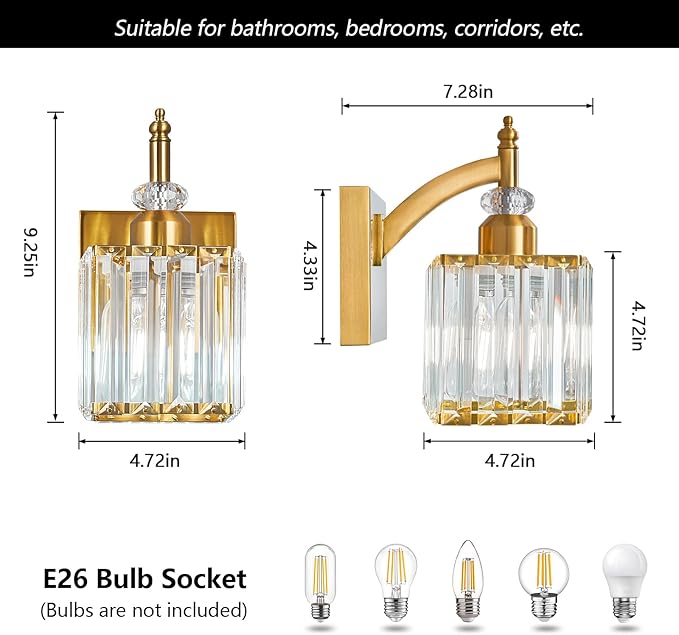 BBLLWJ Modern Wall Sconces Set of Two Gold Wall Sconces Indoor Wall Lamp - Image 4
