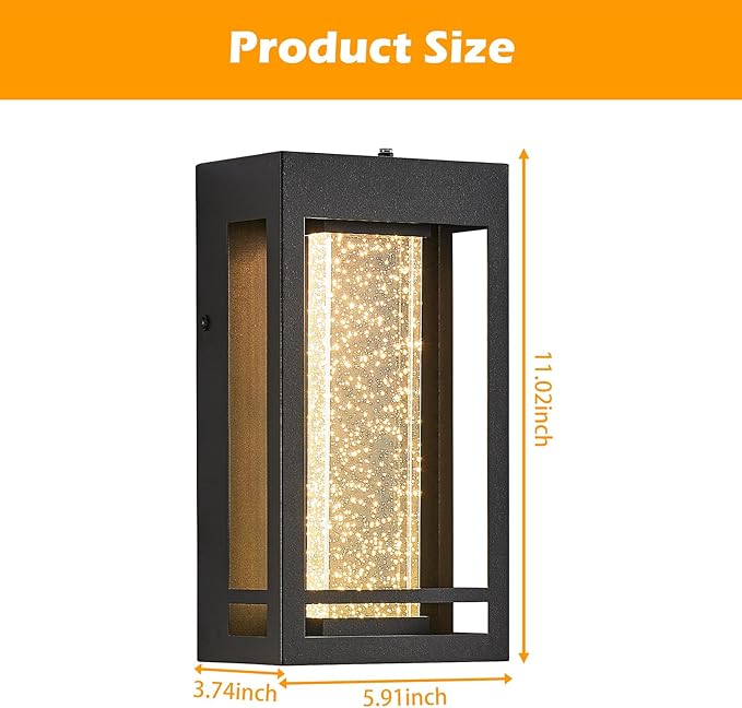 Myhaptim Dusk to Dawn Sensor Porch Lights, Crystal Bubble Exterior Lighting - Image 2