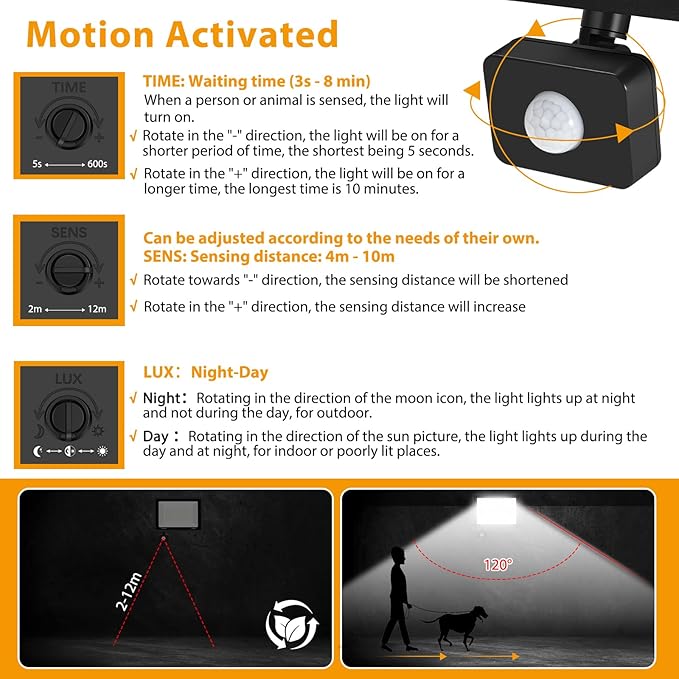 YANYCN 2 Pack 150W LED Motion Sensor Flood Light, 5000K Daylight, IP66 - Image 4