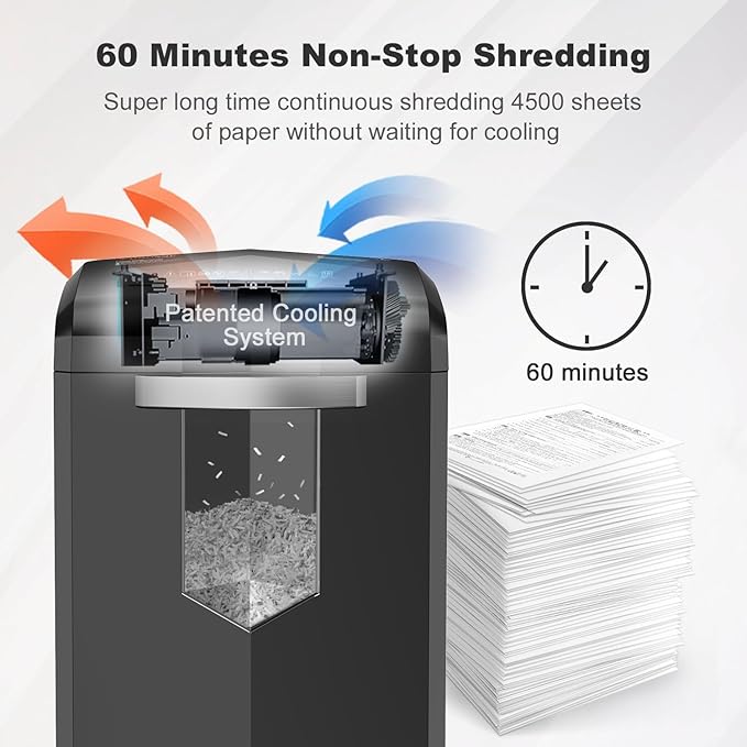 Bonsaii 16-Sheet Microcut Paper Shredder, 60-Minute Home Office Heavy Duty - Image 2