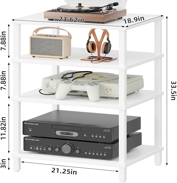 LELELINKY 4-Tier AV Media Player Stand, Stereo Stand, Modern Audio Shelf - Image 3