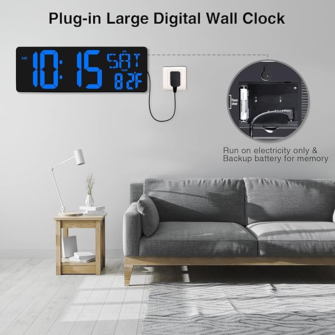 XREXS Large Digital Wall Clock - Image 7