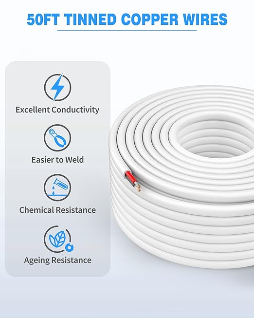 NAOVEO 14 Gauge Wire 2 Conductor Electrical Wire, 14 AWG Stranded PVC Tinned - Image 6