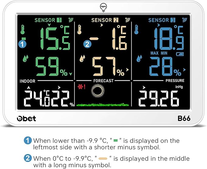 OBET Weather Station Wireless Indoor Outdoor Thermometer - Image 8