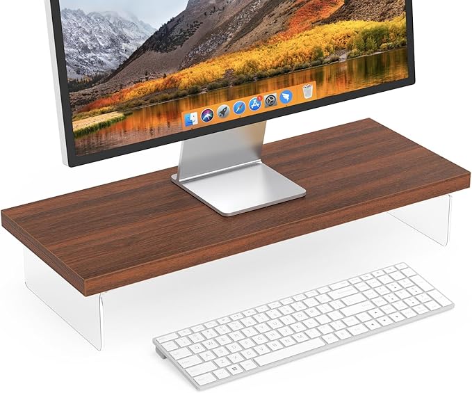 SSWOOD Monitor Stand Riser, Wood & Acrylic Computer Monitor Stand Desk Desktop by Unknown