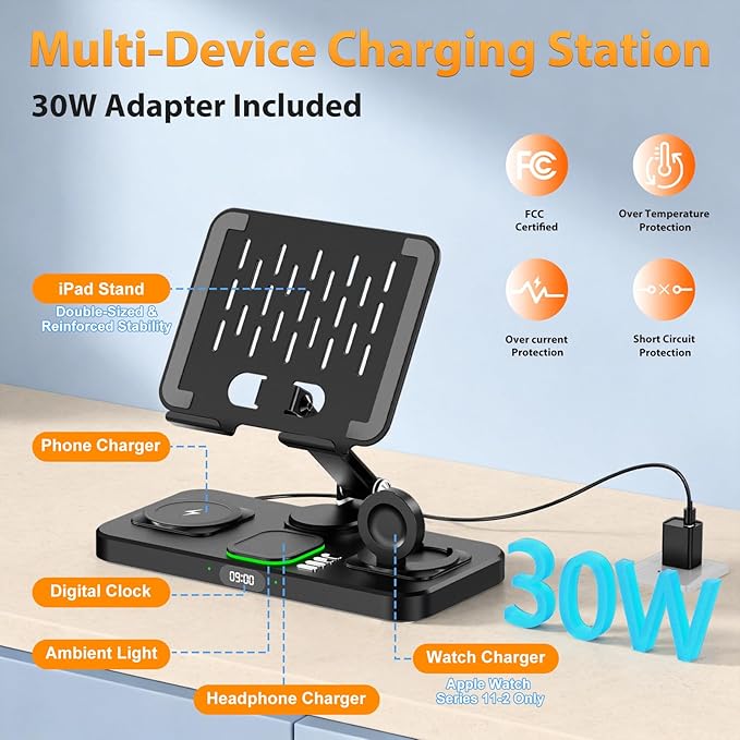 30W Charging Station for Apple Products, Foldable Wireless Charger - Image 3