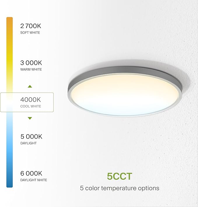 ASD LED 12" Round Flush Mount Ceiling Light Fixture, Low Profile Surface - Image 5