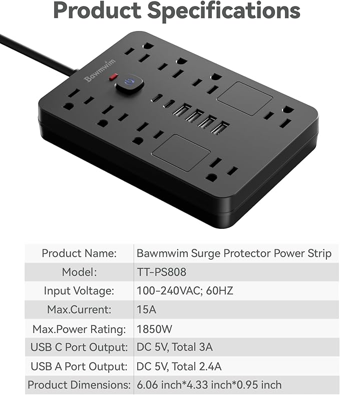Bawmwim Surge Protector Power Strip - Image 9